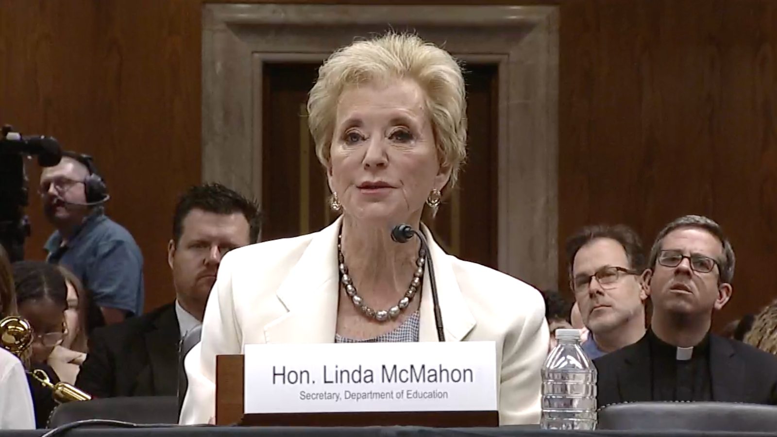 U.S. Education Secretary Linda McMahon testifies at a hearing of the U.S. Senate Appropriations Subcommittee on Labor, Health and Human Services, Education, and Related Agencies on June 3, 2025. (Screenshot from committee livestream)