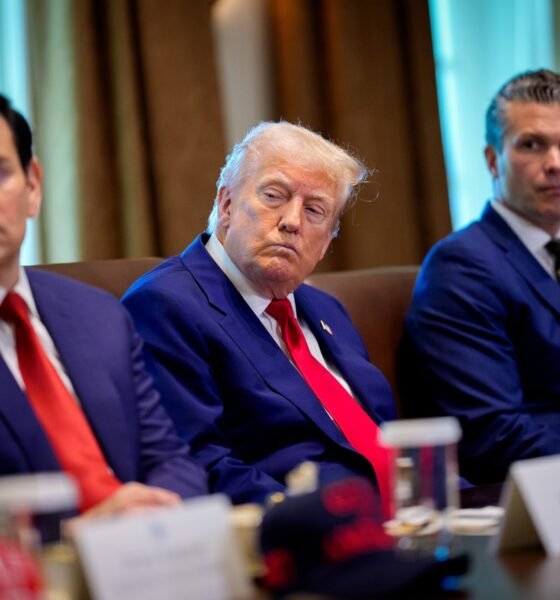 Left to right, Secretary of State Marco Rubio, President Donald Trump and Secretary of Defense Pete Hegseth attend a Cabinet meeting at the White House on April 30, 2025 in Washington, DC. (Photo by Andrew Harnik/Getty Images)
