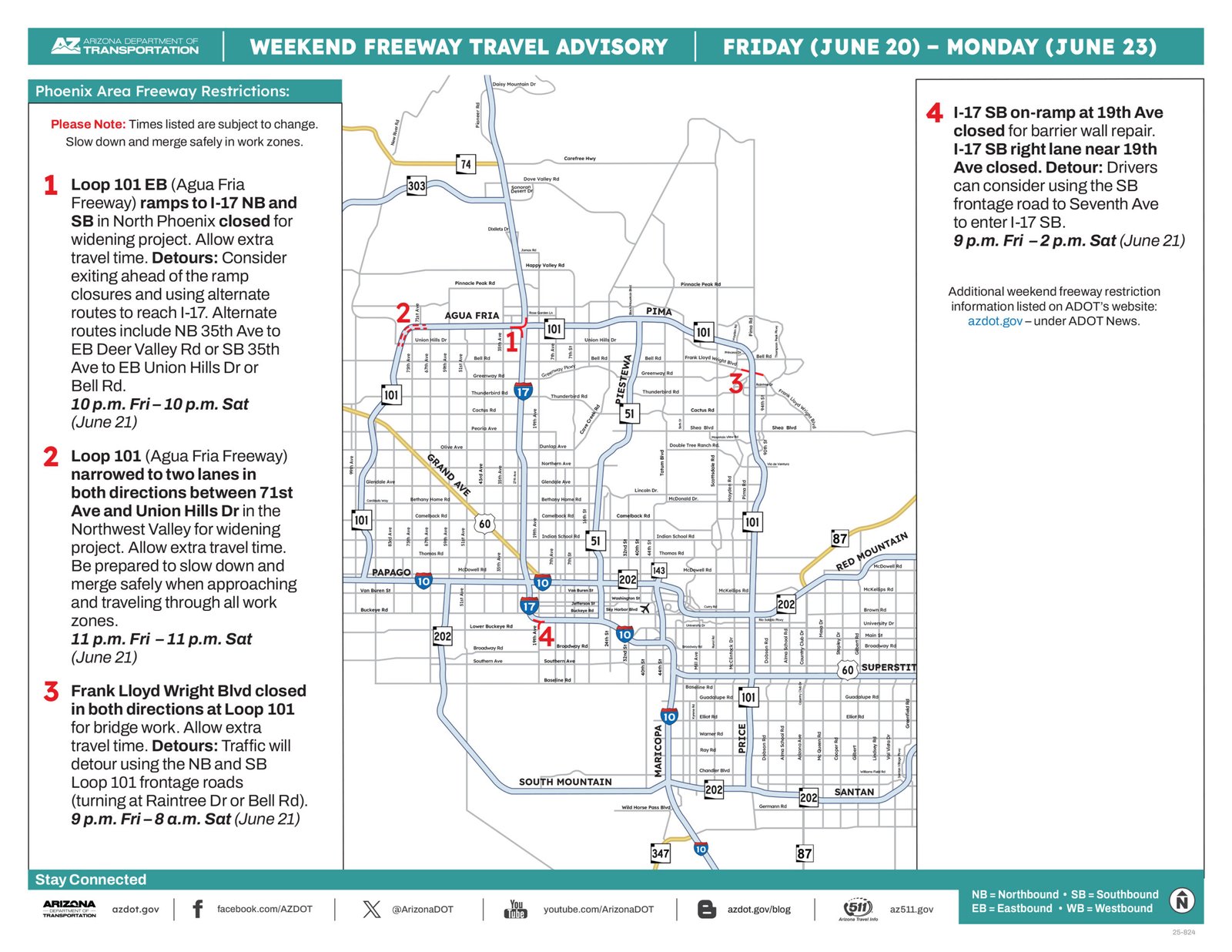 Weekend Freeway Travel Advisory, June 20-23