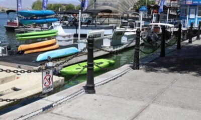 'No fishing’ signs along Bridgewater Channel due to boats being damaged by lines
